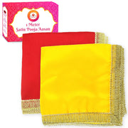 Bhakti Lehar Solid (1 M) Satin Puja Cloth |for Puja Table, God Chowki Aasan, Temple, Mandir And Multipurpose Use (Set of 2) (Red Yellow)