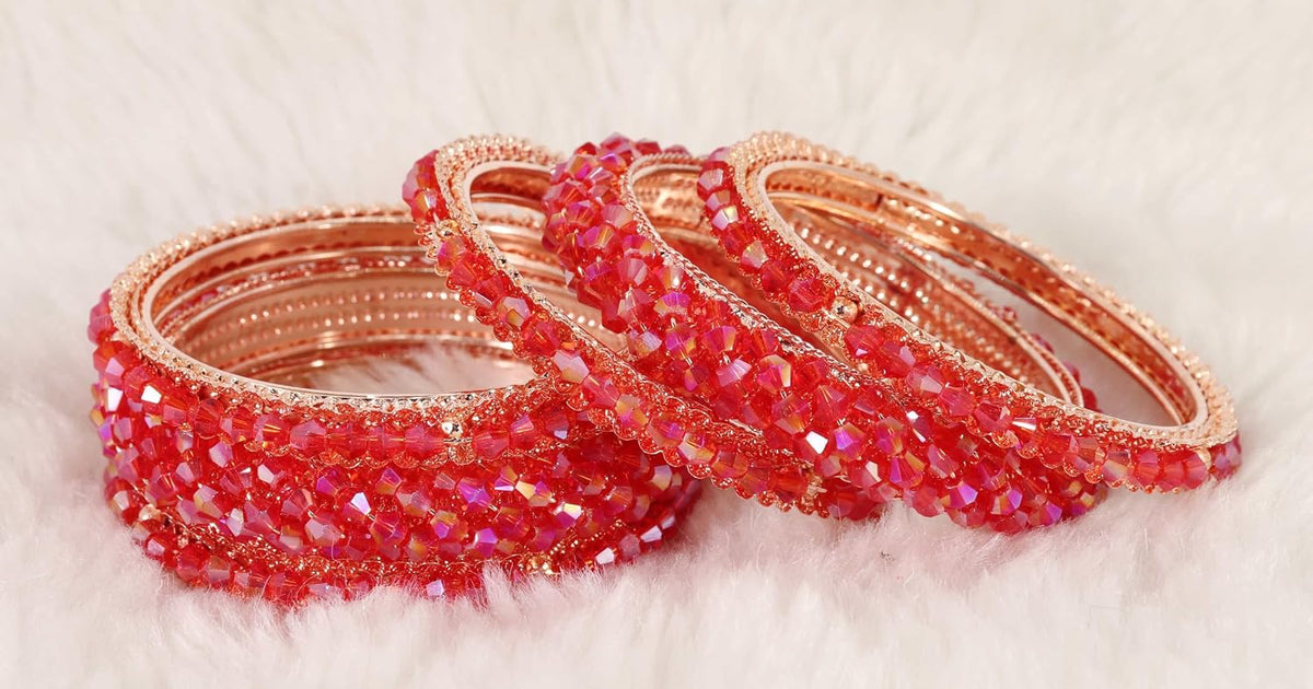 NMII Stylish Pearls Alloy Metal Kada Bangles Set For Women and Girls | Fancy Metal Bangles | Trendy Design Bangles For Girls | Wedding, Party, Shadi Fashion Jewellery-Set of 6 Bangles