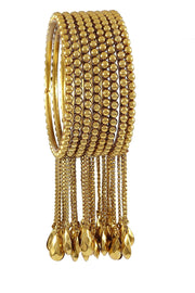 NMII No-Precious Metal with Ball Chain Linked Glossy Finished Latkan Kada/Bangle Set For Women and Girls