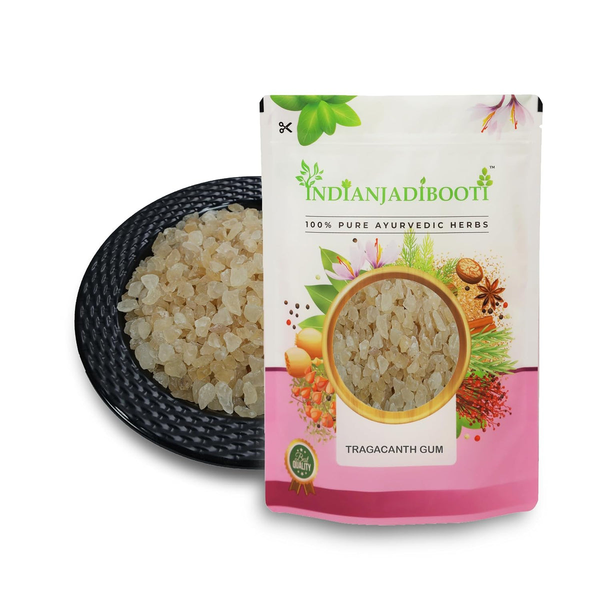 IndianJadiBooti Gond Katira - Pure Edible Tragacanth Gum - High Expansion Cooling Herb for Summer Drinks, Desserts & Gut Health - 400g Value Pack