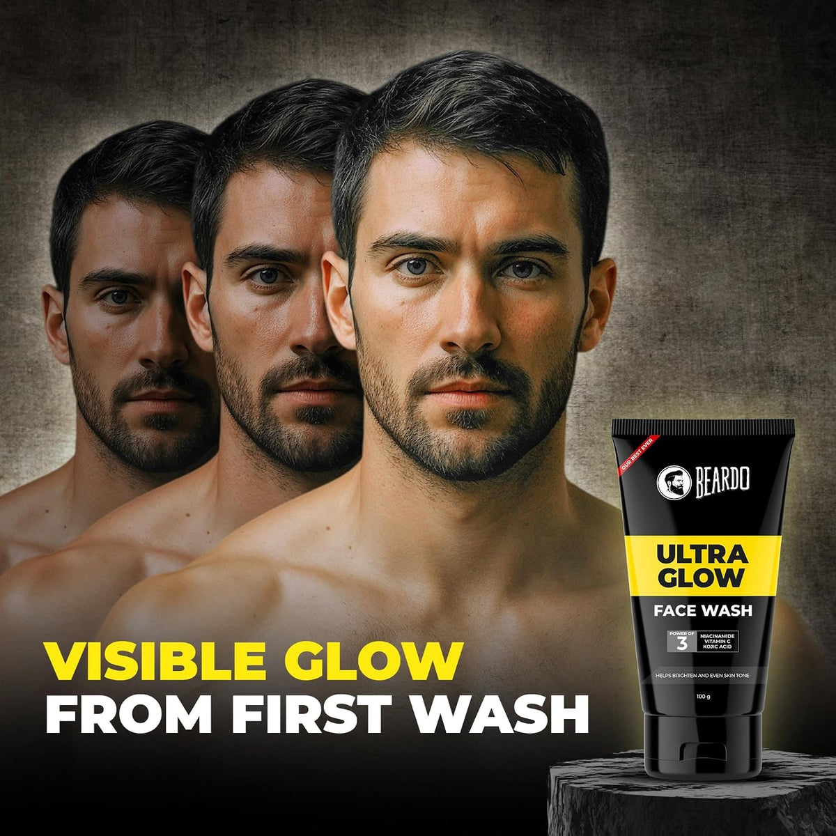 Beardo Ultra Glow Bodywash 200ml & Facewash 100g Duo | Hydrated and Refreshing Skin | Brightening and Glowing Skin | Deep Cleansing & Nourishment | Suitable for All Skin Types - Set of 2
