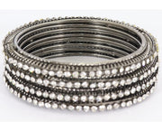NMII Non-Precious Metal Base Metal and Curved Shaped Studded with Zircon Gemstone Glossy Finished Bangle/Kada Set For Women and Girls