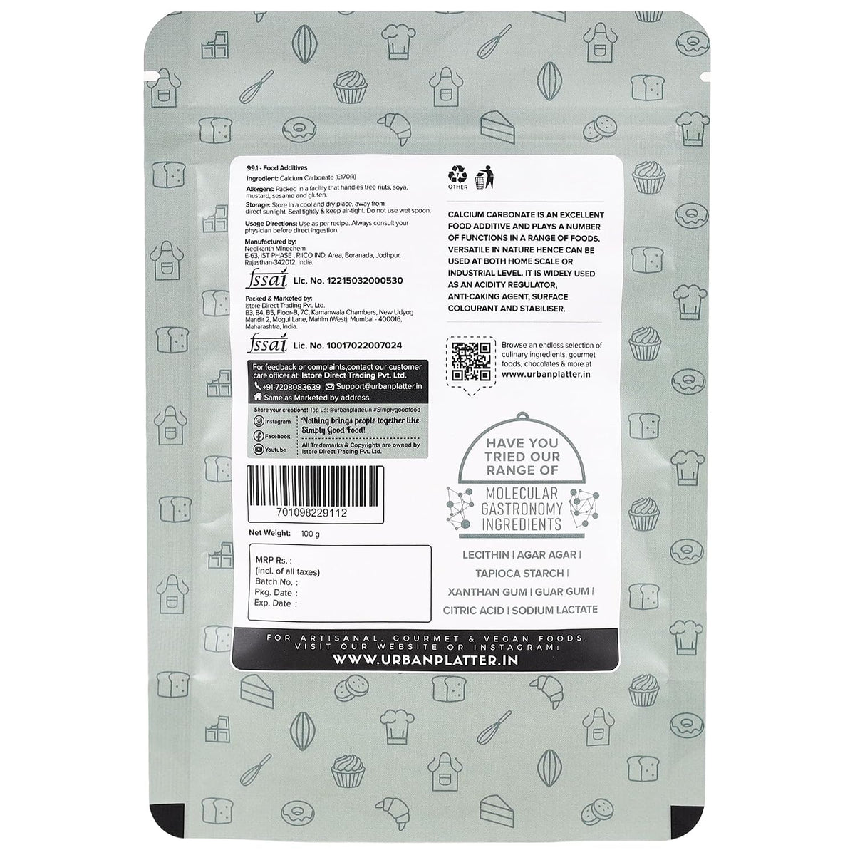Urban Platter Calcium Carbonate Powder, 100g [Chuna]