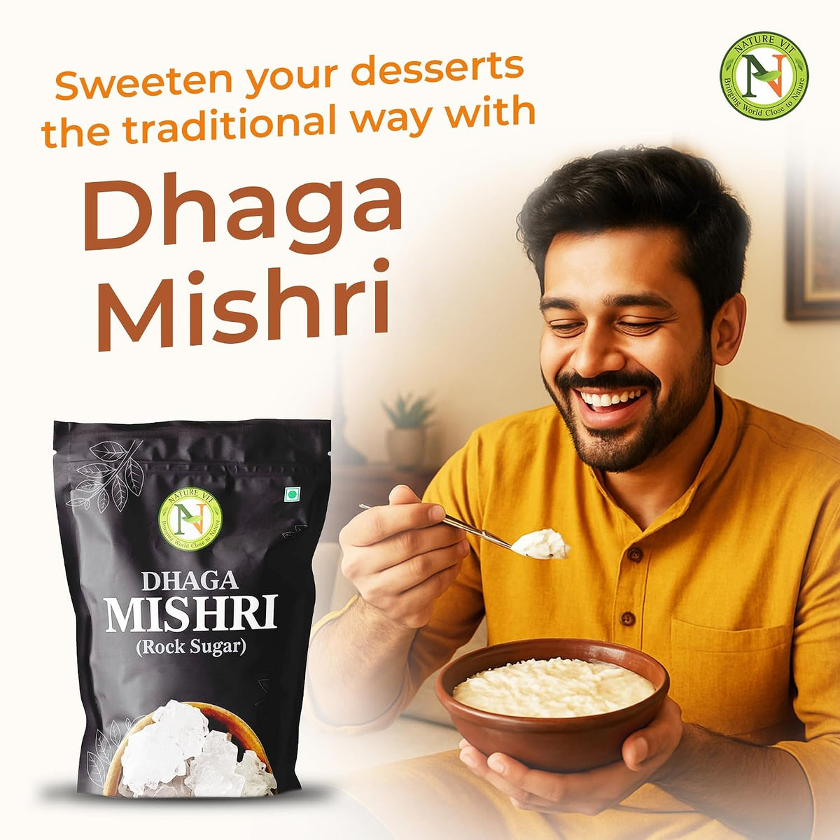 Nature Vit Dhaga Mishri, 900g | Rock Sugar | Pure Thread Crystal | Thread Mishri | Mishri Crystal