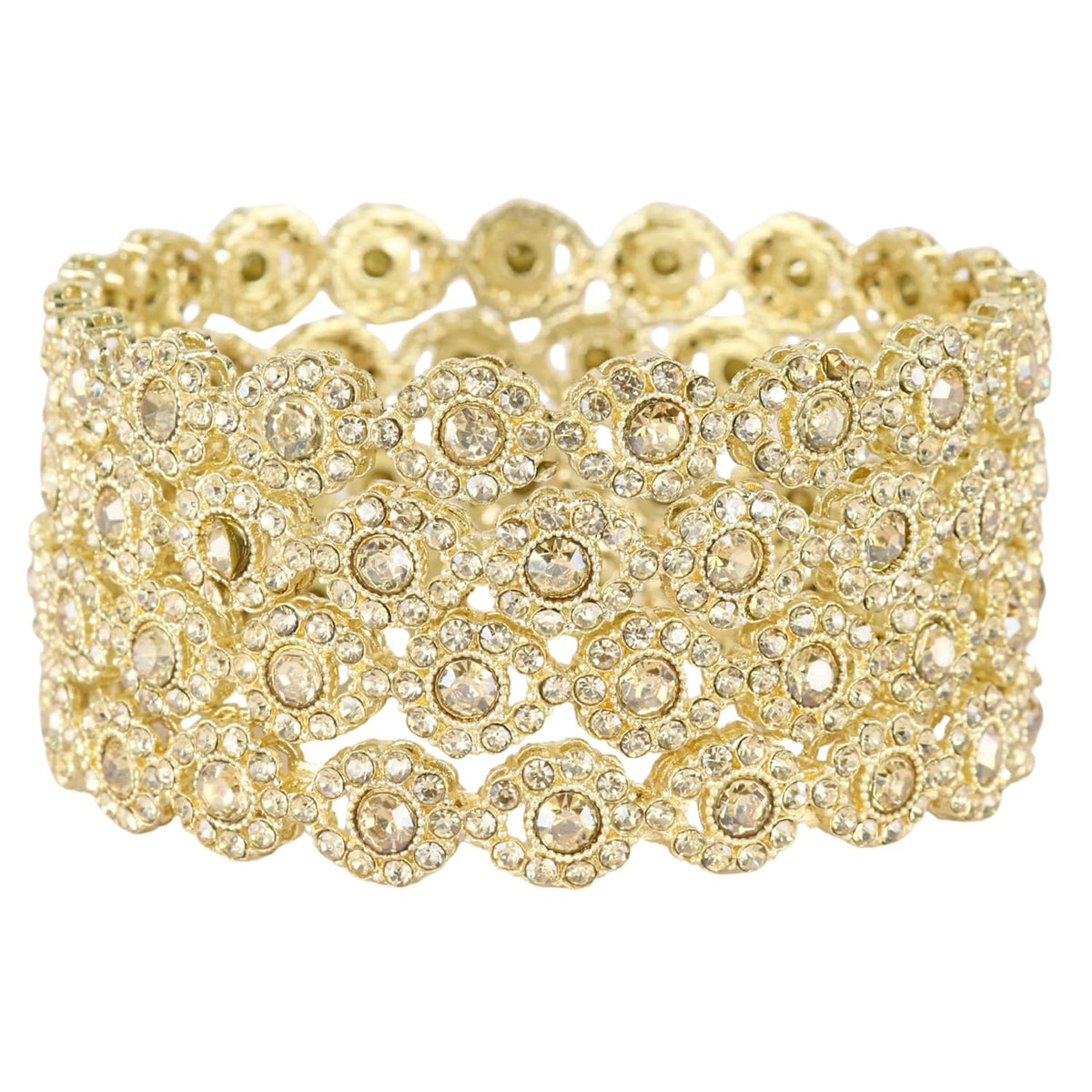 NMII Gold Plated Metal with Zircon Stone Bangles Pacheli Style Trendy Kada Set For Girls & Women | Traditional Rajwadi Bangles | Women's Bangles Bracelet | Kada For Women- Set of 2