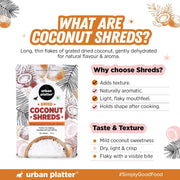 Urban Platter Dried Coconut Shreds 250g (Unsweetened Coarsely Grated, Ideal for Baking, Garnishing & Indian Sweets)