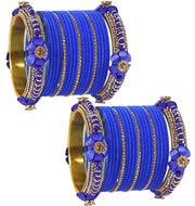 NMII Traditional Plain Metal Bangles with Golden Zircon Stone For Women & Girls | Chuda Set For Bridal Women Wedding, Party, Occasion | Golden Chuda | Metal Bangles For Women- Set of 30