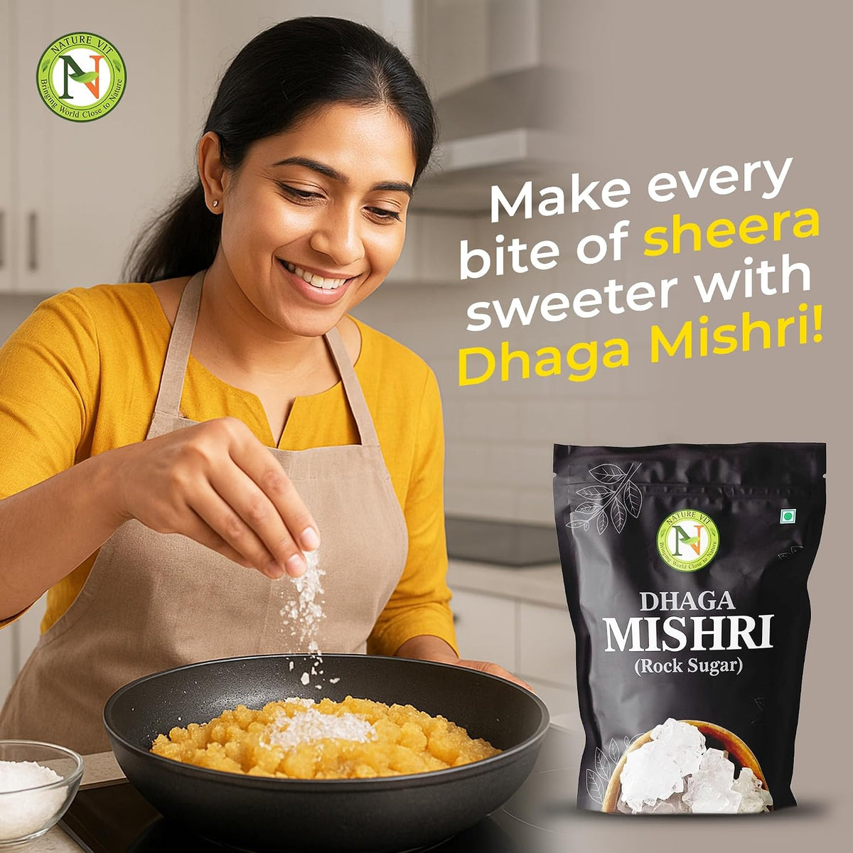 Nature Vit Dhaga Mishri, 900g | Rock Sugar | Pure Thread Crystal | Thread Mishri | Mishri Crystal