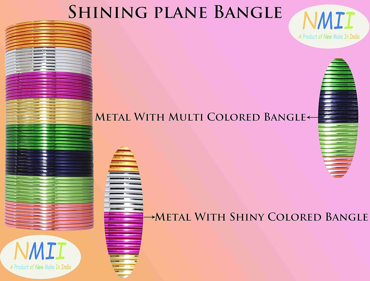 NMII Non-Precious Metal Base Metal with Simple and Smooth Edges Glossy Finished Bangle Set For Women and Girls