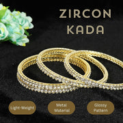 NMII Gold Plated Metal American Diamond Bangles Set For Women & Girls | Traditional Metal Bangles | AD Bangles Set | Women's Bangles Bracelet | Diamond Kada | Fashion Jewellery - Set of 4