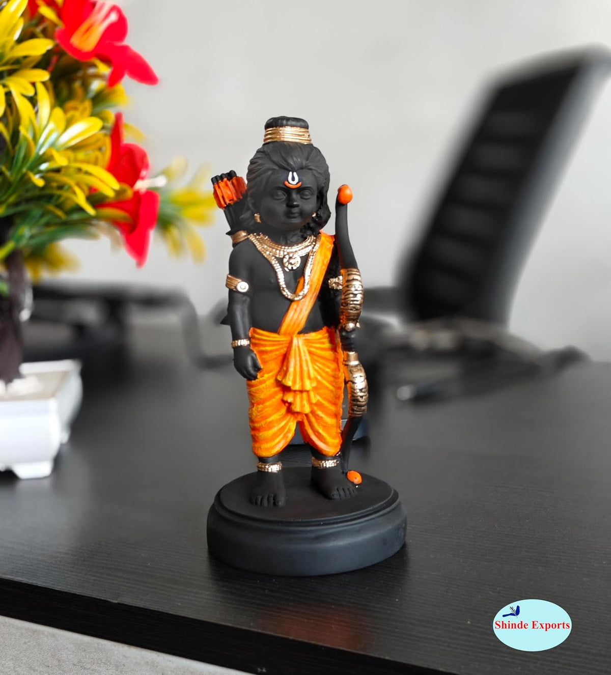 SHINDE EXPORTS shri ramlala murti ram Marble Idol ayodhya for Home décor Gift Pooja Small Size 7 inches Statue (Orange Dhoti)