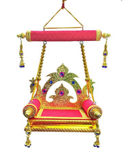 SHINDE EXPORTS Wooden Jhula for laddu Gopal Lord Thakur Pooja god singhasan (11 inch)