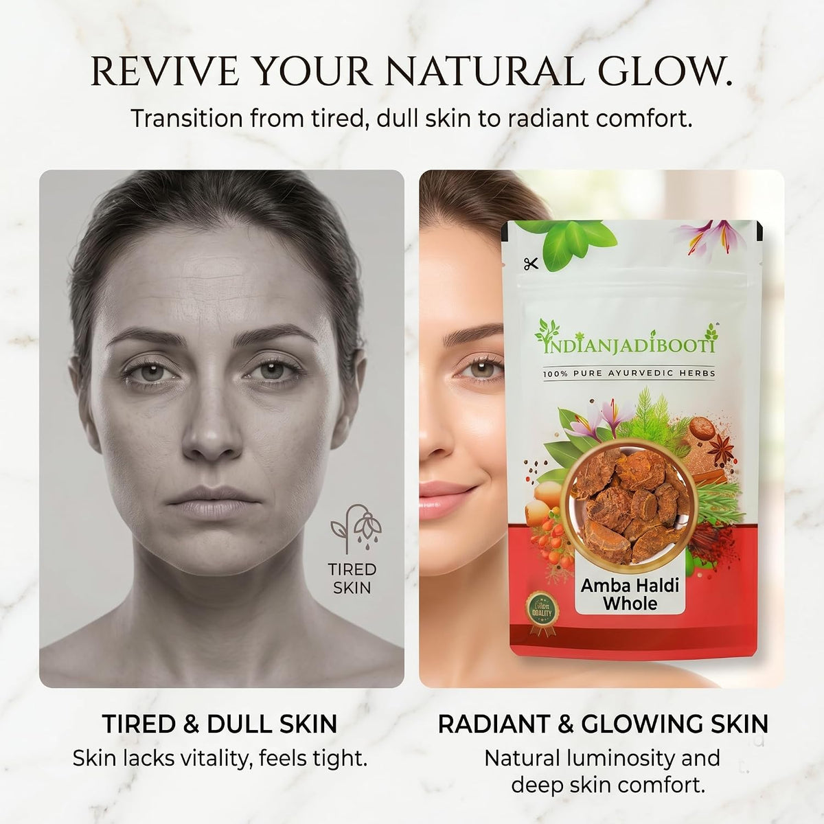 IndianJadiBooti Elite Golden Complex: Amba, Daru, Selam Haldi & Narkachur – For Advanced Skin Radiance, Natural Antioxidant Support & Daily Vitality – 100gm each