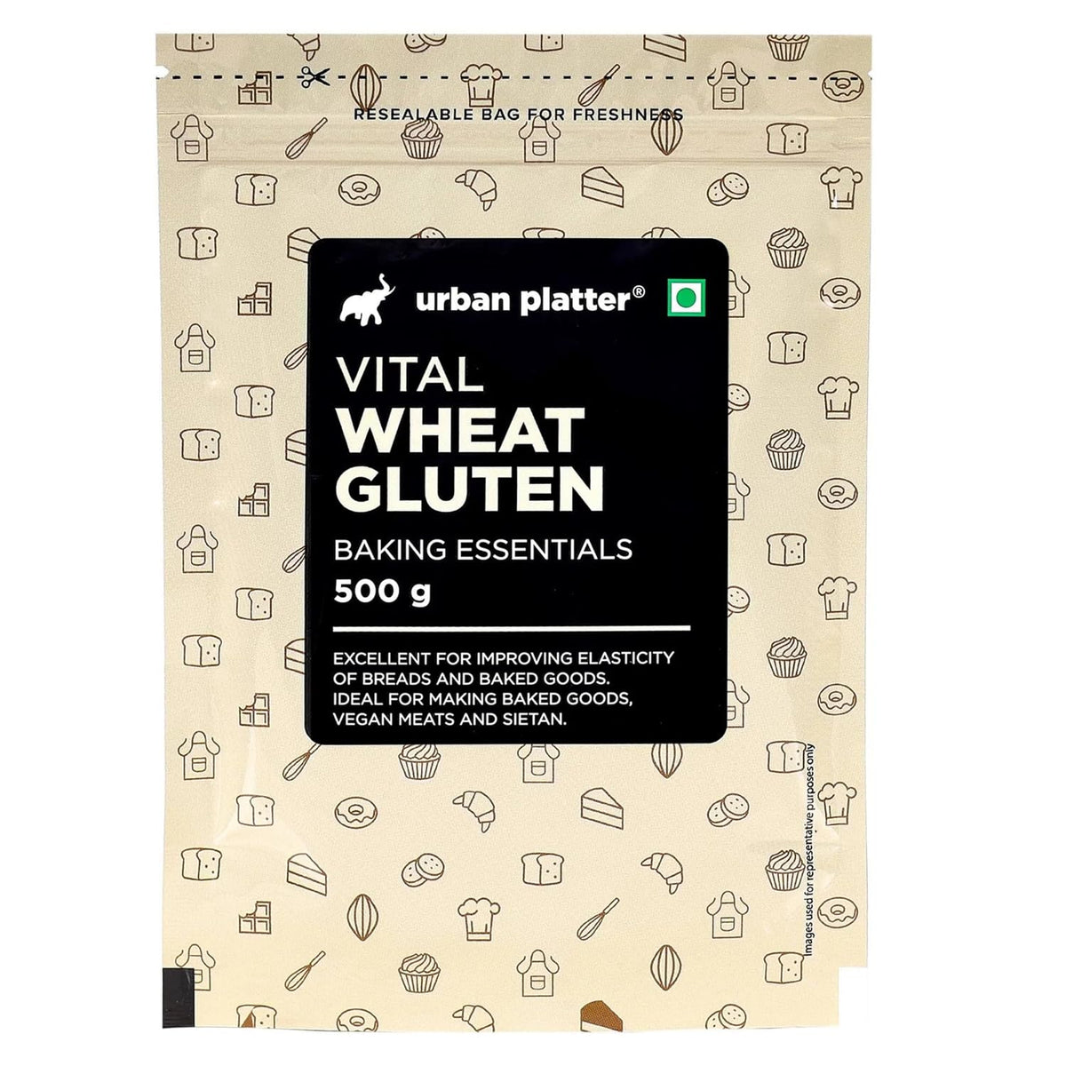 Urban Platter Vital Wheat Gluten, 500g (High-Protein Baking Essential | Key Ingredient for Seitan | Adds Elasticity & Structure | Ideal for Breads)