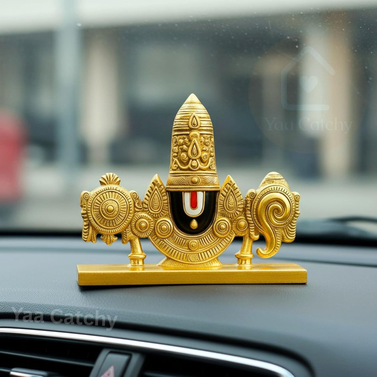 YaaNatural Yaa Catchy Lord Balaji Double-Sided Idol for Car Dashboard & Home Decor Gold Finish Venkateswara Face Statue | Spiritual Gift, Pooja & Office Idol (Balaji Double Side Gold)