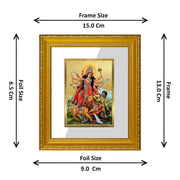 DIVINITI Goddess Durga Gold Plated Wall Photo Frame, Table Décor| DG Frame 101 Size 1 and 24K Gold Plated Foil| Religious Photo Frame Idol For Pooja, Gifts Items (13.5 CM X 15.5 CM)