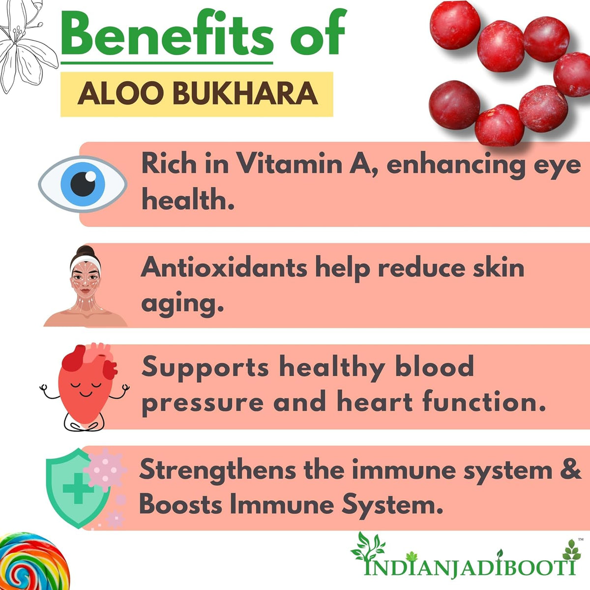 IndianJadiBooti Aloo Bhukara (Indian Plum) – Premium- Naturally Dried Fruit | 100% Natural | No Preservatives | No Added Sugar | 400 Grams Pack | Pack Of 2