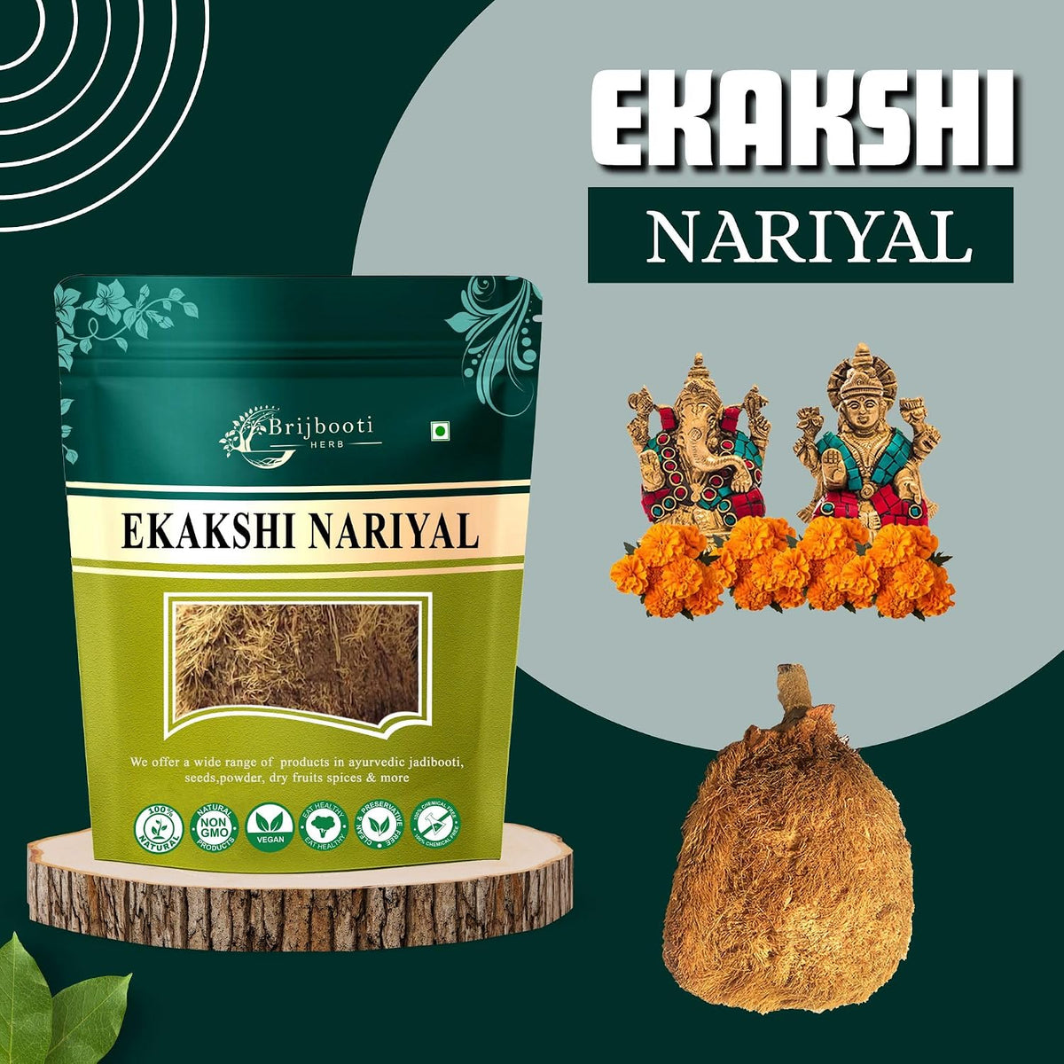 BrijBooti Ekakshi Nariyal - One Eye Coconut For Pooja
