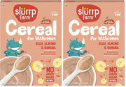 Slurrp Farm No Added Sugar, No Salt Ragi, Almond and Banana Cereal | 100% Sprouted Ragi | Healthy Cereal | No Milk | No Preservatives, 200g (Pack of 2)