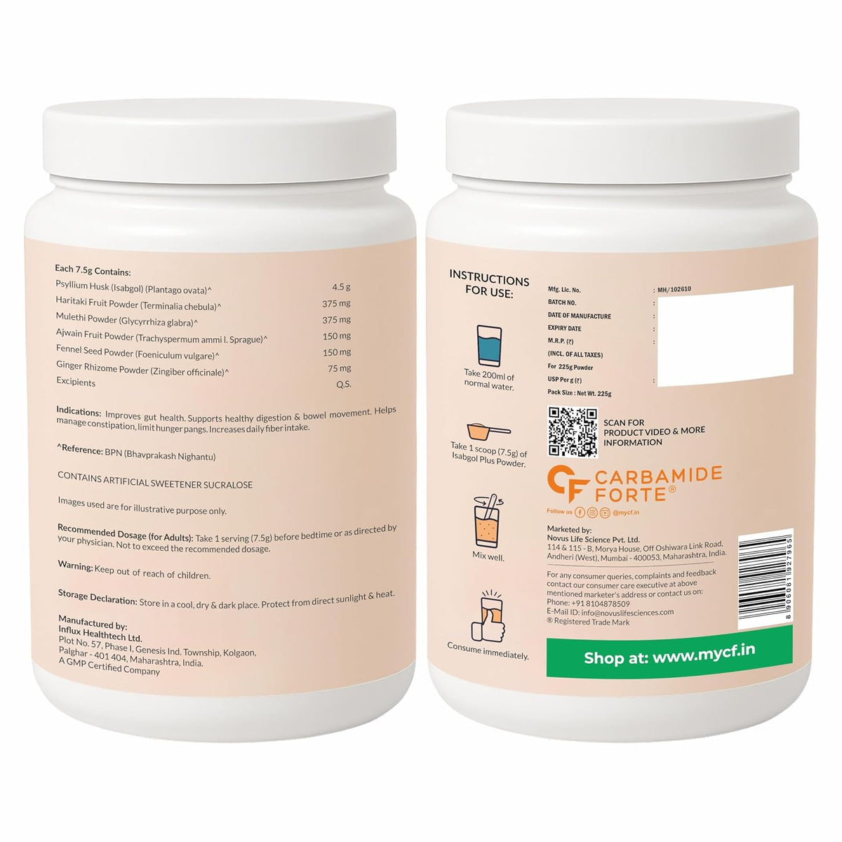 Carbamide Forte ISABGOL ORANGE - 225 (Pack of 2)