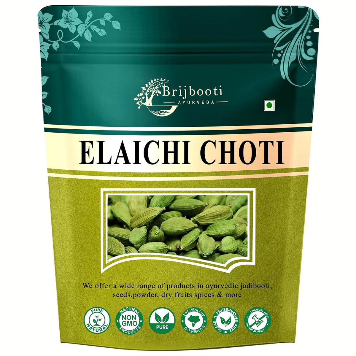 BrijBooti Elaichi Choti (25 Gr) | Green Cardamom | Elettaria Cardamomum | Small Cardamom