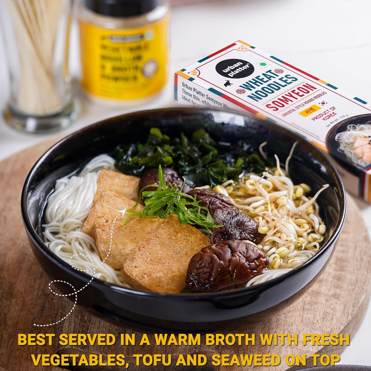 Urban Platter Somyeon Wheat Noodles, 250g (Thin Korean Noodle | Light & Delicate Texture | Perfect for Cold Noodles & Light Sauces)