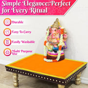 Bhakti Lehar Large Size Velvet Pooja Aasan for God Idol/Chowki Aasan Kapda Mat for Puja Table, Home Mandir and Temple - Pack of 2