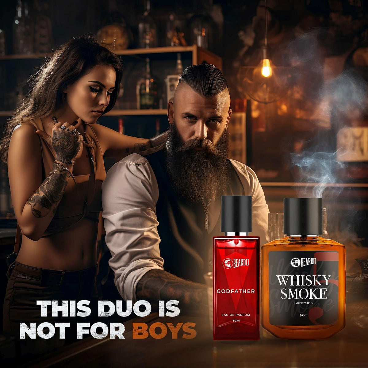 BEARDO Whisky Smoke & Godfather Perfume Giftset for Man (50 Ml X 2)|Spicy, Woody & Aromatic|Long Lasting Fragrance |Perfume for Men |Premium Perfume | Giftset for Men