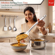 Parage Stainless Steel Kitchen Tools Set for Kitchen Cooking and Serving, Pack of 4, Serving Spoon, Turner/Spatula (Palta), Basting and Rice Spoon, Silver (Size: 26.5 cms, 25 cms x 2, 23 cms)