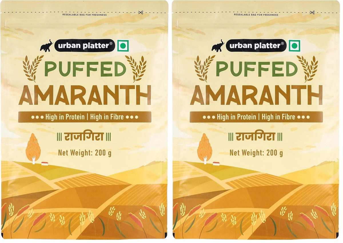 Urban Platter Puffed Amaranth, 200g (Rajgira | High in Protein & Fibre | Healthy Puffed Snack | Gluten-Free) (Pack of 2)