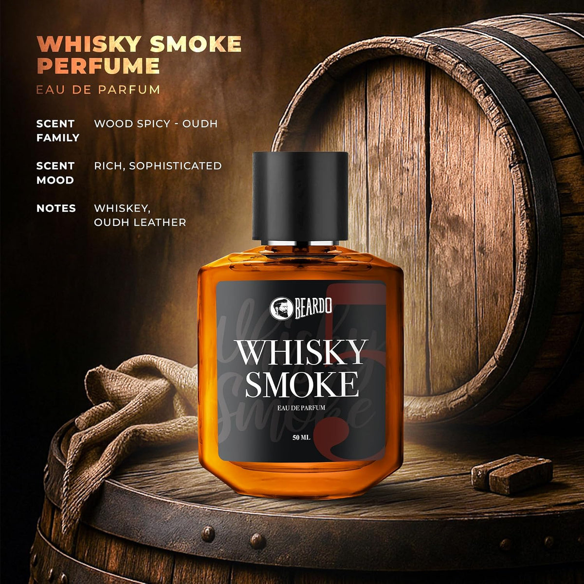 BEARDO Whisky Smoke Collectors Edition -Bourbon,Firebomb,Single Malt & Whiskey Smoke (50ml x 4) | Long Lasting Fragrance | Long Lasting Perfume for Men | Gift for Men | Gift for Friend