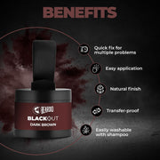 Beardo Blackout Hair Powder 4g - Brown | Root Touch Up for Grey Hair | Instantly Covers Grey Roots, Beard Patches & Bald Spots | Thick Brown Fiber Hairline Powder | Highly Pigmented, Long-Lasting & Matte Finish | Root Cover-up