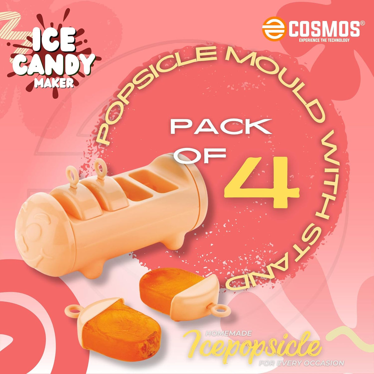 E-COSMOS® Kulfi Candy Popsicle Maker - Homemade Ice Cream & Ice Pop Makers for Any Occasion - Create Delicious Frozen Treats at Home (Multicolor)