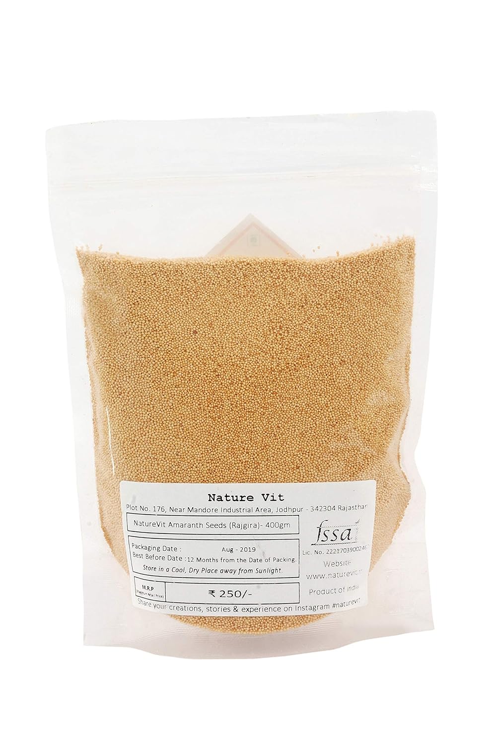 NatureVit Whole Amaranth, 1 kg | Rajgira for Fasting | Rajgira Seeds | Gluten Free Atta | High in Fibre and Protein