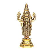 Aalayam Selveer Lord Venkateswara Idol Brass | Tirupati Balaji Perumal Statue | Venkateswara Swamy Idol 14.5cm Height Gold Colour 1 Piece