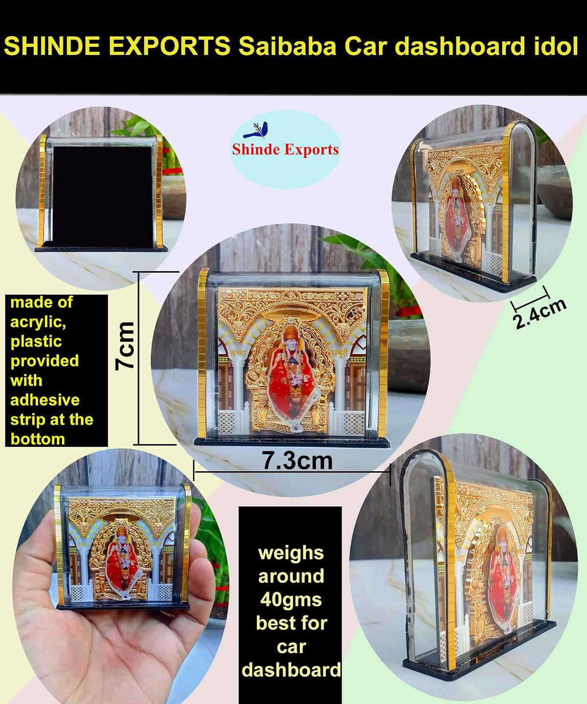 SHINDE EXPORTS shirdi saibaba car Dashboard Statue Idol (Samadhi)