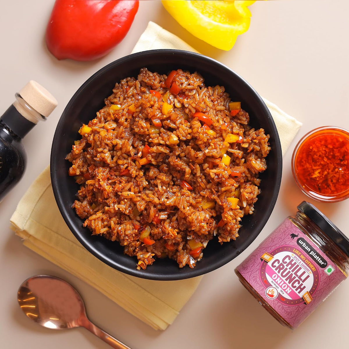 Urban Platter Onion Chilli Crunch, 180g (Spicy and Irresistibly Crunchy | Preservative-free | MSG-free)