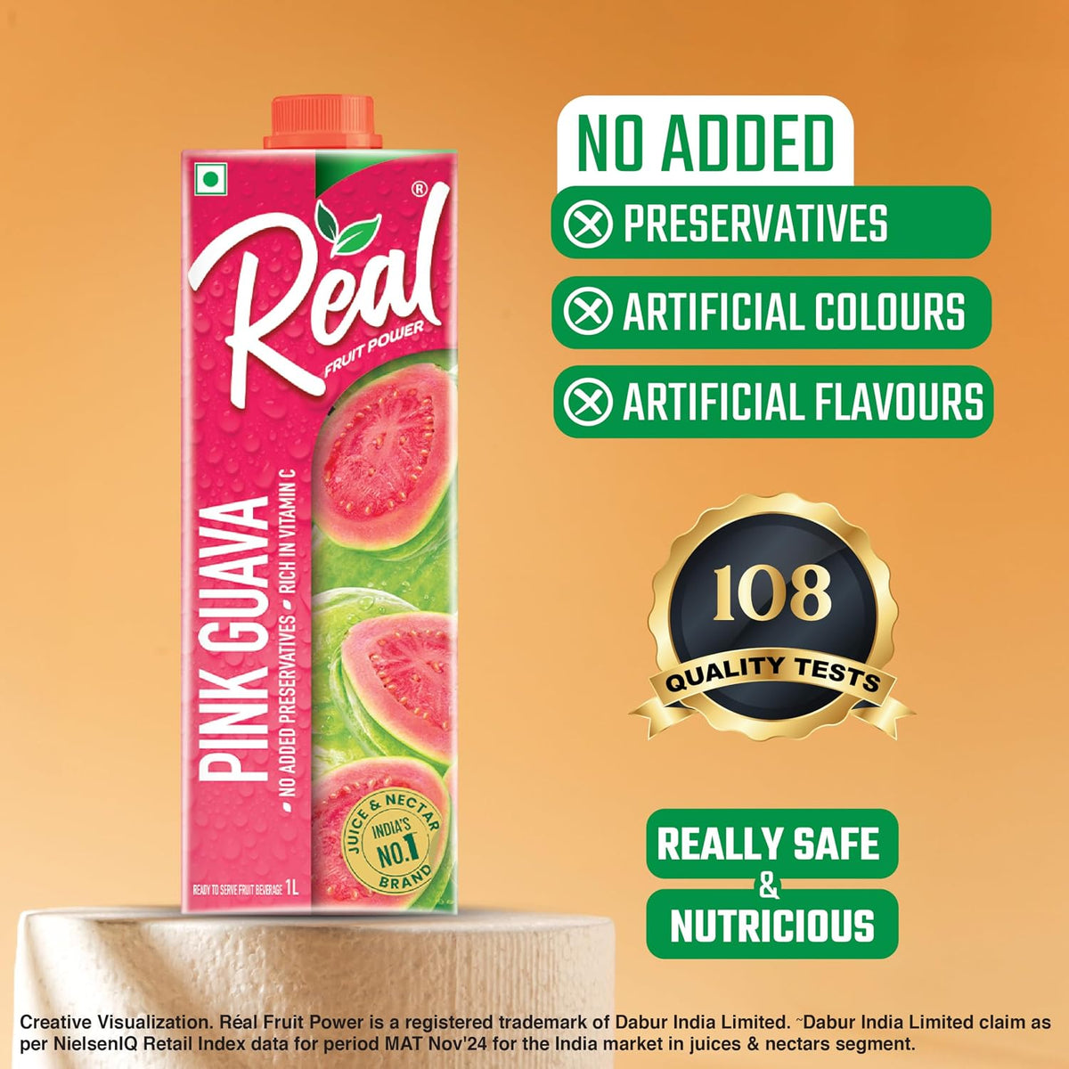DABUR Real Pink Guava With No Added Preservatives And Artifical Colours -1 L