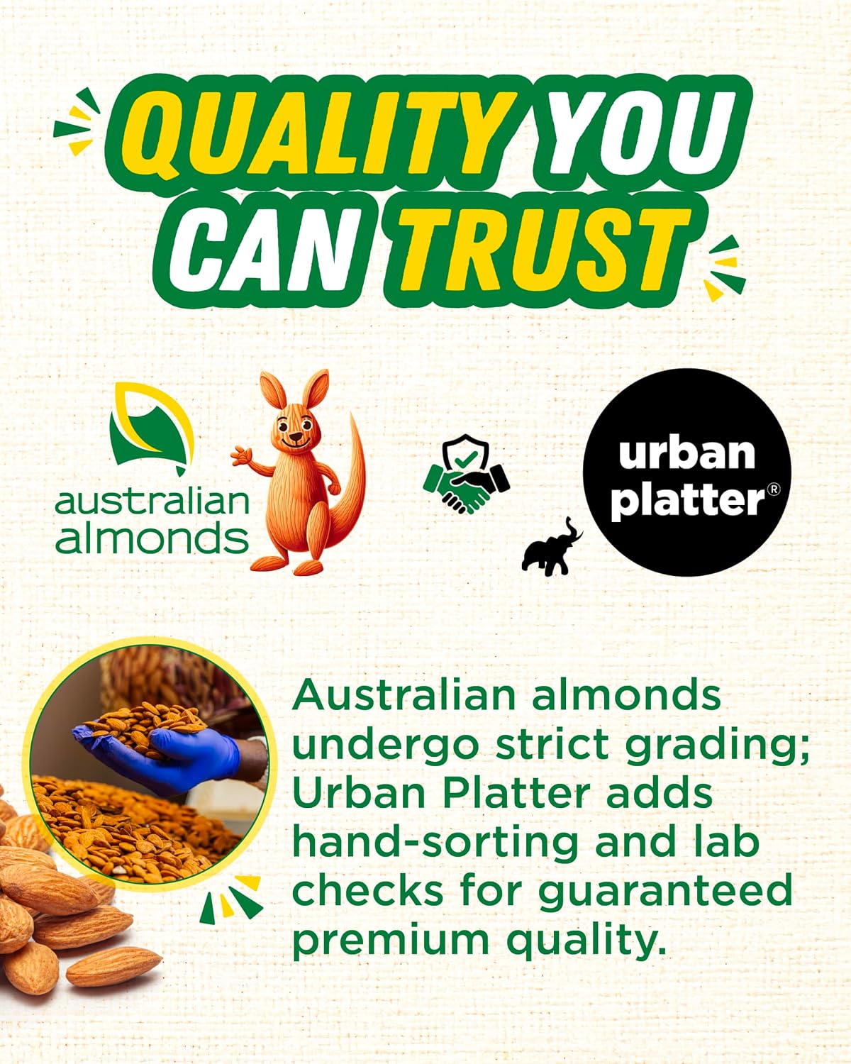 Urban Platter Australian Almonds, 250g (Fresh, Crunchy, Carefully Sourced for Daily Wellness)