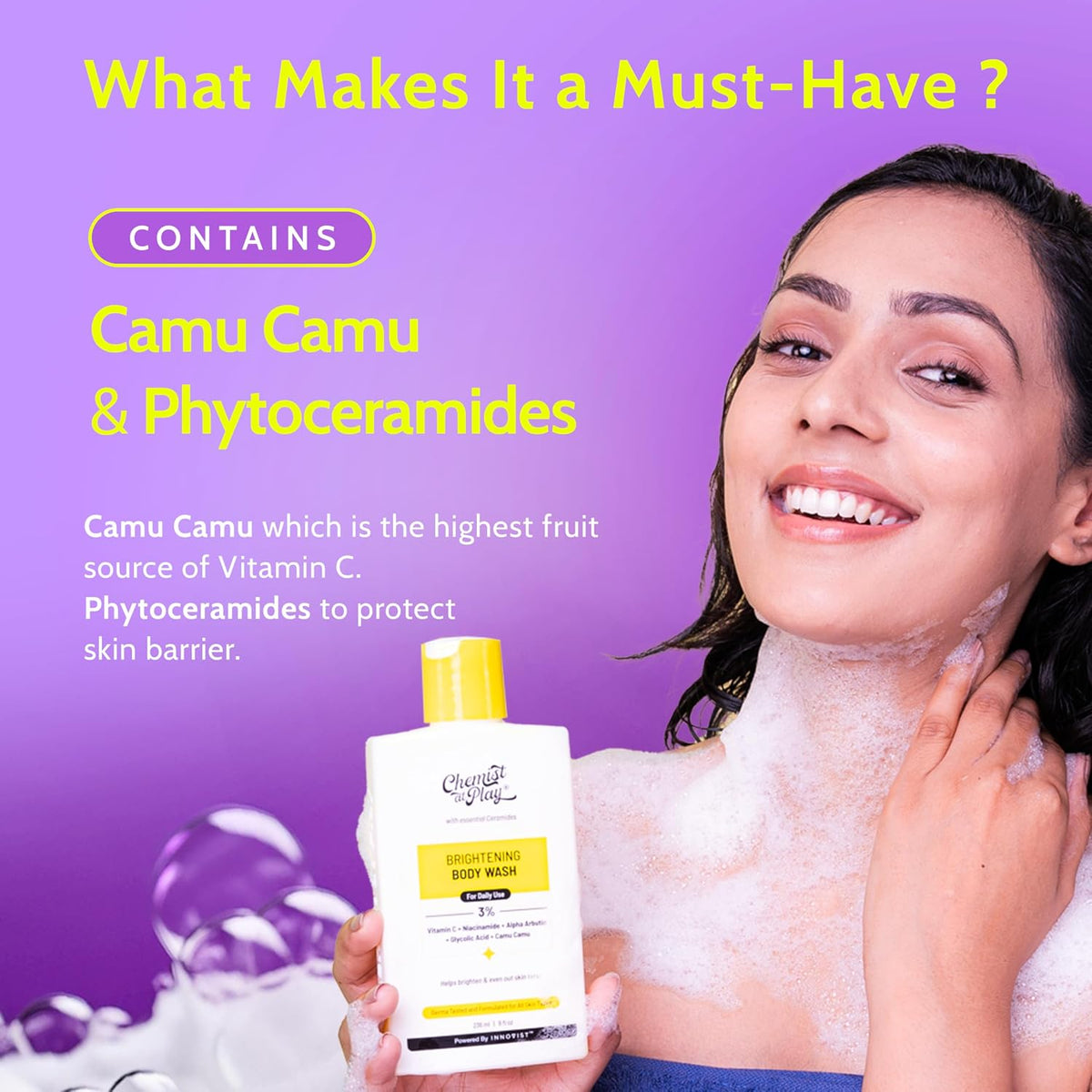 Bare Anatomy Anti Dandruff Shampoo & Chemist At Play Brightening Body Wash Combo | Controls Dandruff, Brightens Skin & Reduces Dark Spots | 250ml + 236ml