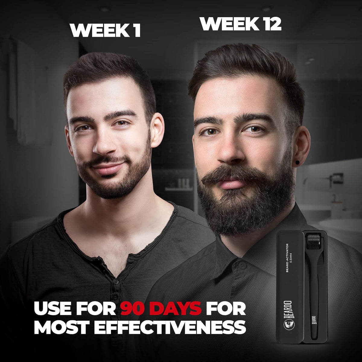 Beardo Beard Activator Derma Roller for Men, 540 - 0.5mm Chromium needles, Stimulates Hair Growth | Follicles activation | No Patchy Beard with Hair Growth Derma Roller