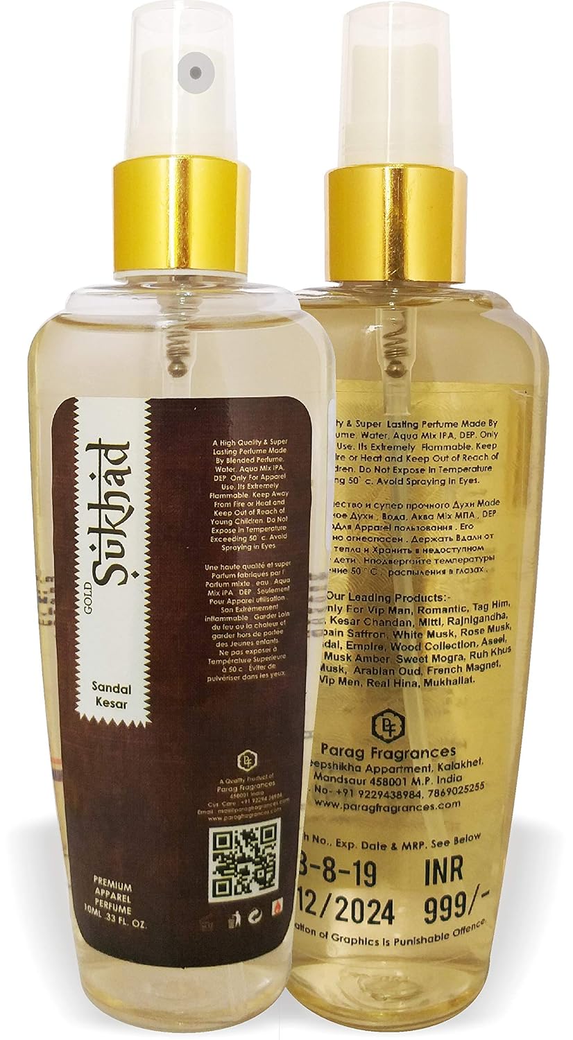 Parag Fragrances Sukhad Attar Spray, 100ml (Kesar-Chandan) Unisex Wood Scent, Long Lasting