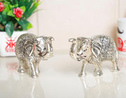 KridayKraft Elephant showpiece Figurine Small Size Statue Silver Polish 2 pcs Set for Enhance Your Home,Office Table Decorative & Gift Article,Animal Showpiece Figurines...