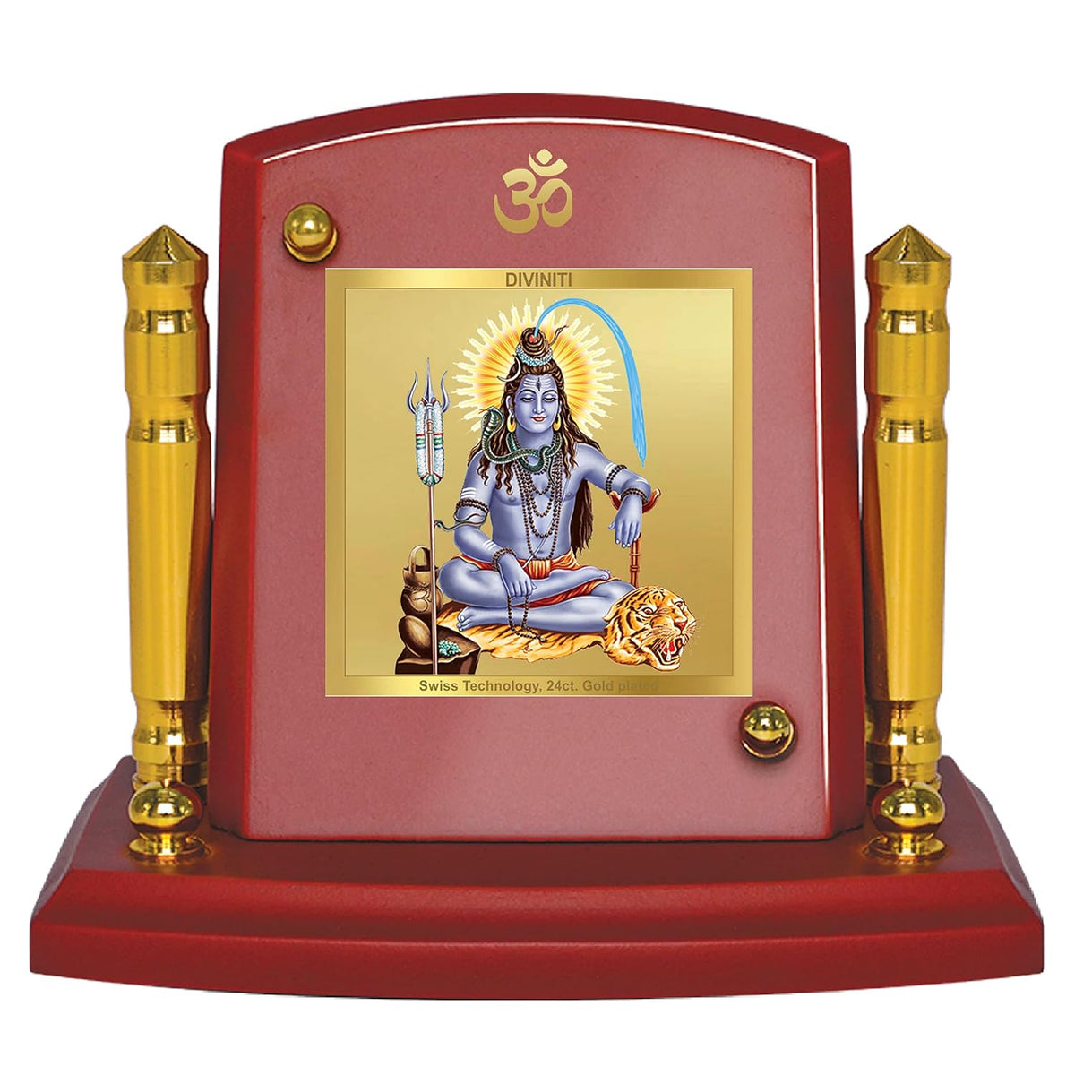 DIVINITI 24K Gold Plated Religious Car Dashboard Frame | Premium God Idol Frame for Car, Home Mandir & Office Table | Spiritual Gift, Decorative Showpiece | Shiva