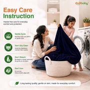 OYO BABY Queen Size Waterproof Bed Protector | Soft Cotton Feel, Breathable & Hypoallergenic Construction | 360° Elastic Fitted Mattress Cover for Baby & Kids | 75 x 60 Inch (6.25 x 5 Ft) - Dark Blue