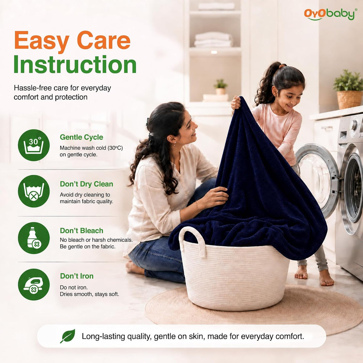 OYO BABY Mattress Protector Queen Size | Breathable Cotton Feel Terry, 100% Waterproof TPU Backing & Hypoallergenic Construction | Baby, Kids & Family Bed Protection | 72x60 Inch (6 x 5 Ft) -Dark Blue