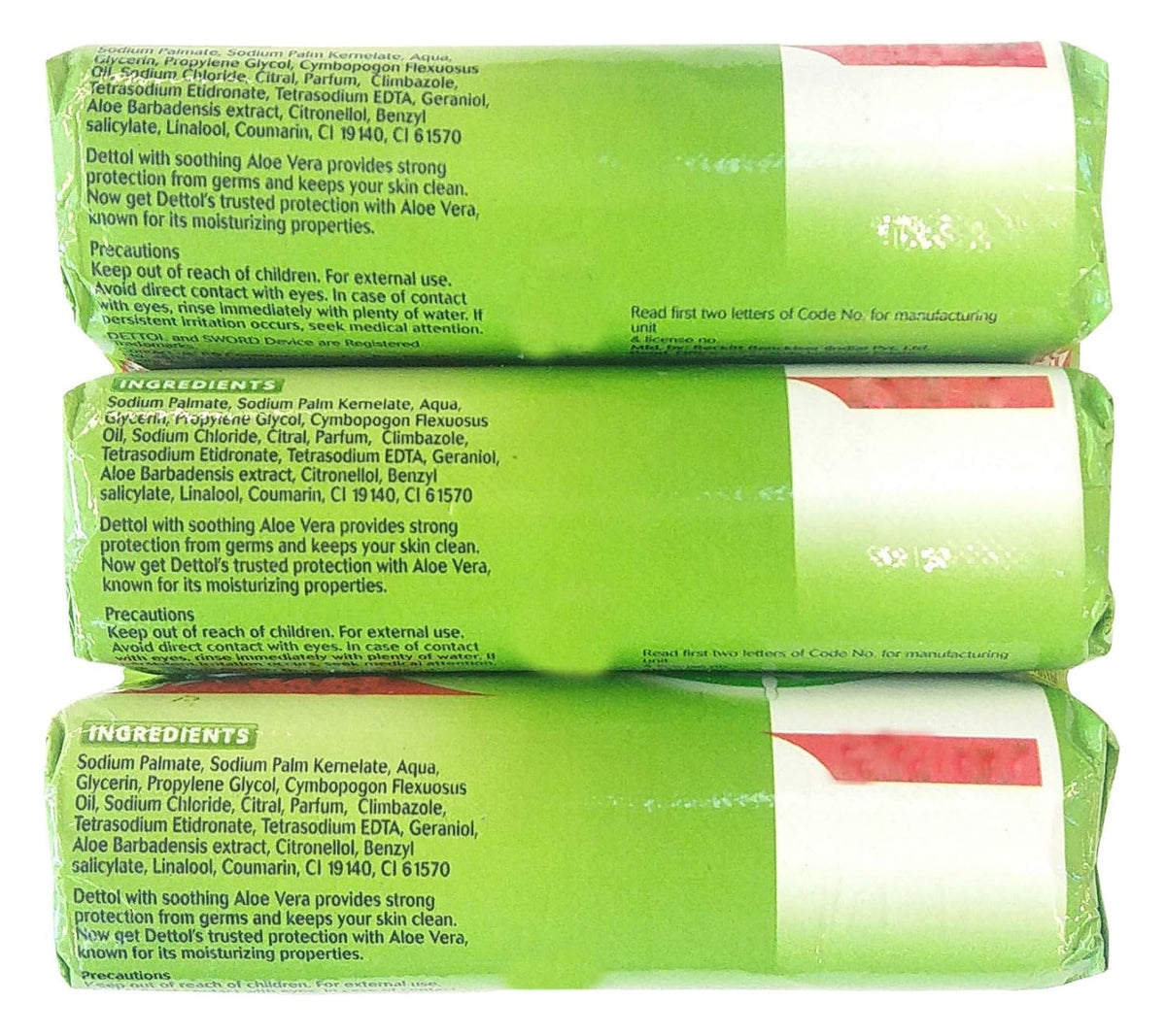 Dettol Bathing Bar Soap, Aloe, 100 g (Pack of 3)