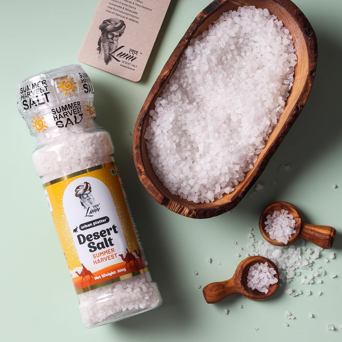 Urban Platter Summer Harvest Desert Salt Grinder, 200g (Powdered by Lunn | Summer Harvest | Sparkling White Crystals | Longer Dried Salt)