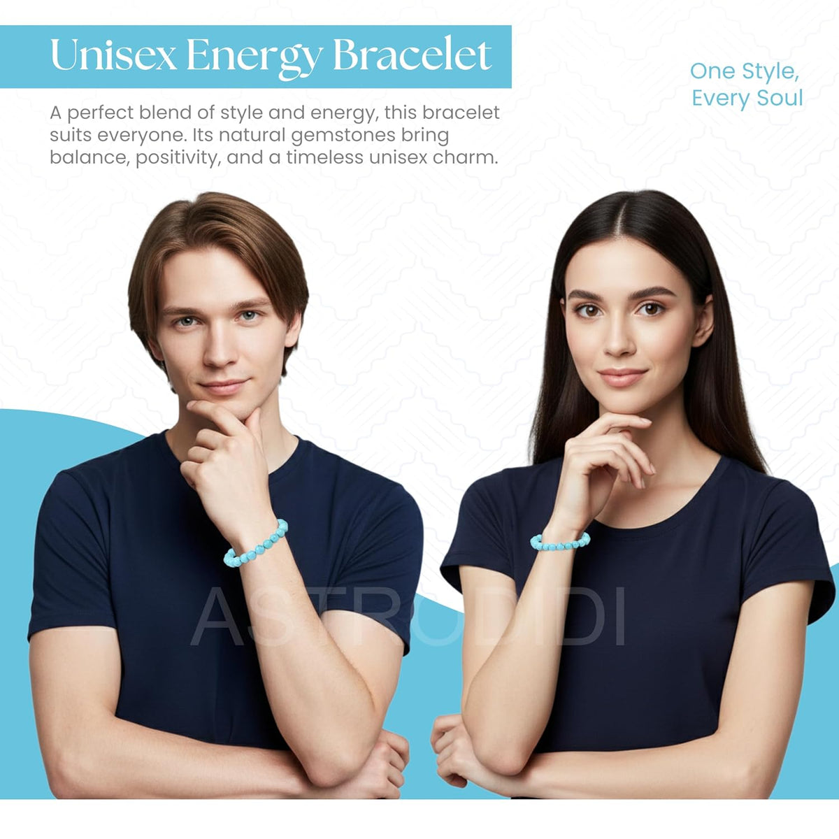 Astrodidi Natural Certified Firoza Turquoise Stone Bracelet for Throat Chakra, Communication, Good Luck, Manifestation, Money, Success, Positive Energy | Reiki Feng-Shui Healing Crystal Gemstone for Men and Women