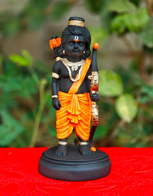 SHINDE EXPORTS shri ramlala murti ram Marble Idol ayodhya for Home décor Gift Pooja Small Size 7 inches Statue (Orange Dhoti)